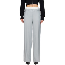 Blue Pinched Seam Trousers 232188F087020