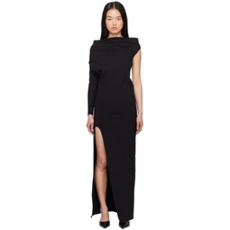 Black Single-Shoulder Maxi Dress 241678F055007