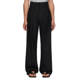 Black Pleated Trousers 241678M191003