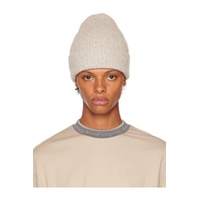 Off White Ribbed Beanie 222129M138028