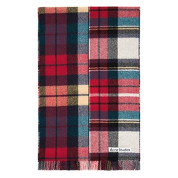 Red   Blue Mixed Check Scarf 232129M150056