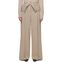 Beige Tailored Trousers 241129F087026