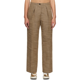 Brown Check Trousers 241129F087020