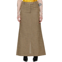Brown Tailored Long Skirt 241129F093004
