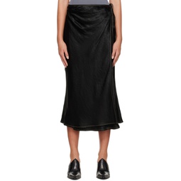 Black Wrap Midi Skirt 232129F092000