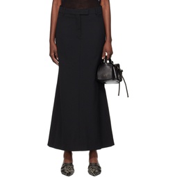 Black Tailored Maxi Skirt 241129F093008