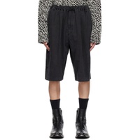 Black Embroidered Shorts 232129M193020