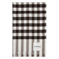 Brown   Off White Check Scarf 231129M150048