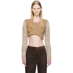 Brown Asymmetric Sweater 232129F096012