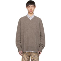 Gray V Neck Sweater 231129M206008
