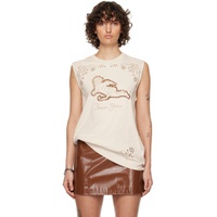 Beige Embroidered T Shirt 231129F111009