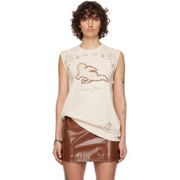 Beige Embroidered T Shirt 231129F111009
