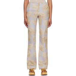 Gray   Beige Printed Trousers 231129F087031