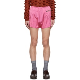 Pink Zip Pocket Shorts 231129M193016