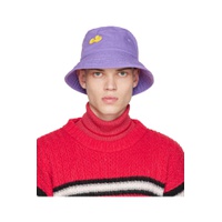 Purple Embroidered Bucket Hat 222129M140005