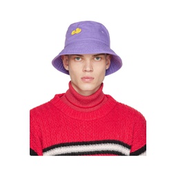 Purple Embroidered Bucket Hat 222129M140005