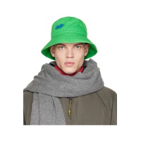 Green Embroidered Bucket Hat 222129M140006