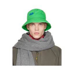 Green Embroidered Bucket Hat 222129M140006