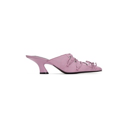 Pink Lace up Heel Mules 232129F122003