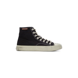 Black   Off White Canvas High Top Sneakers 221129F127001