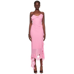 Pink Ruffle Midi Dress 232129F054005