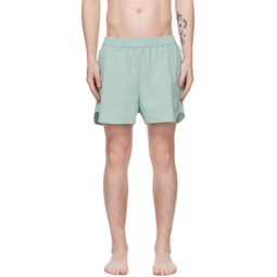 Green Embroidered Swim Shorts 231129M208003
