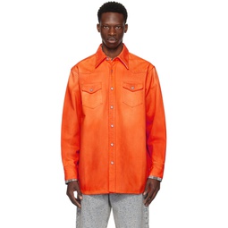 Orange Faded Denim Shirt 241129M192012