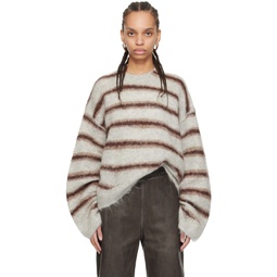 Gray   Burgundy Stripe Sweater 241129F096032
