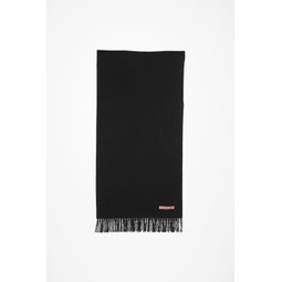 Fringe wool scarf - Narrow - Light Grey Melange