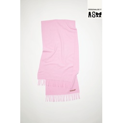 Fringe wool scarf Narrow - Bubble Pink