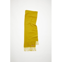 Fringe wool scarf - skinny - Acid yellow