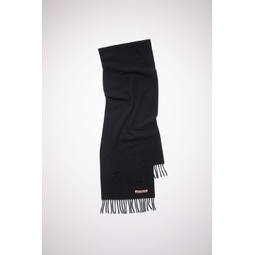 Fringe wool scarf - skinny - Black