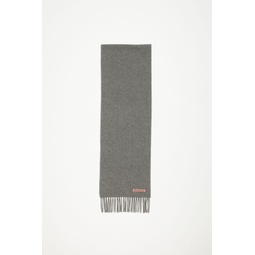 Fringe wool scarf - skinny - Grey Melange