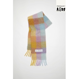 Mohair checked scarf - Violet/yellow/blue