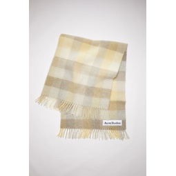 Check alpaca blend blanket scarf - Pale yellow/beige/grey