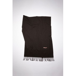 Fringe wool scarf - oversized - Chocolate brown melange