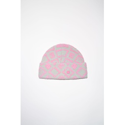 Face tiles beanie - Bubble pink/spring green