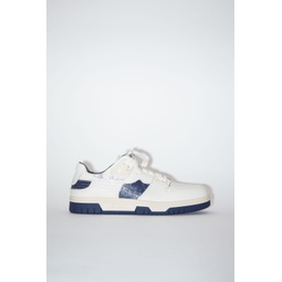 Low top leather sneakers - White/blue