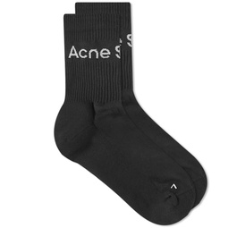 Acne Studios Short Rib Logo Sock Black & Ivory