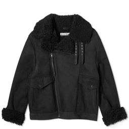 Acne Studios Liana Distressed Shearling Jacket Black