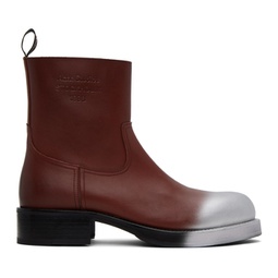 Burgundy Sprayed Leather Chelsea Boots 232129M228001