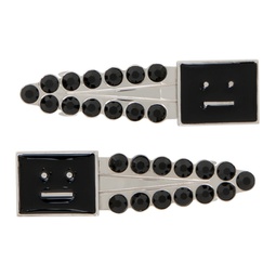 Two-Pack Black & Silver Logo Hair Clips 232129F018000