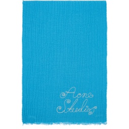 Blue Embroidered Scarf 231129M150039