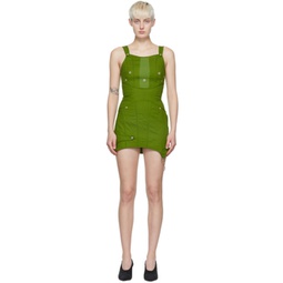 Green Cotton Mini Dress 221129F052000