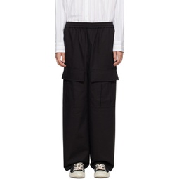 Black Embroidered Cargo Pants 241129M191011