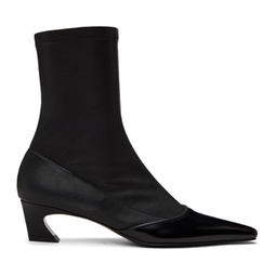 Black Heeled Ankle Boots 241129F113001