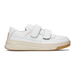 White Velcro Strap Sneakers 241129F128008