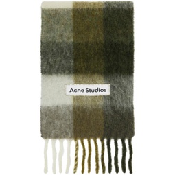 Green & Beige Checked Scarf 232129F028042