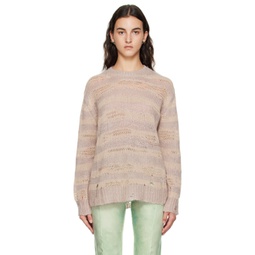 Beige Distressed Sweater 232129F096005