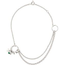 Silver Multi-Chain Charm Necklace 241129M145007